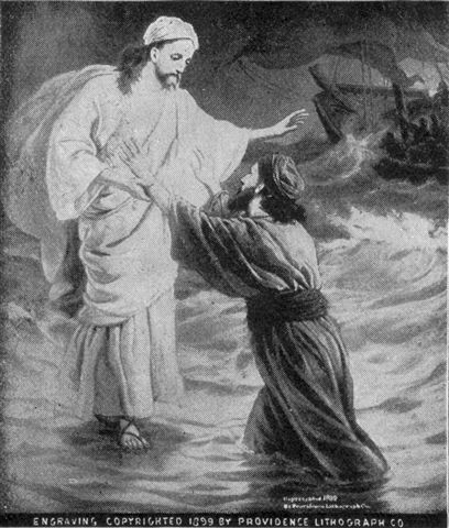 Nadat Petrus gehoorzaamde toen Jezus hem riep, kwam  Petrus door ongeloof in verdrukking. 